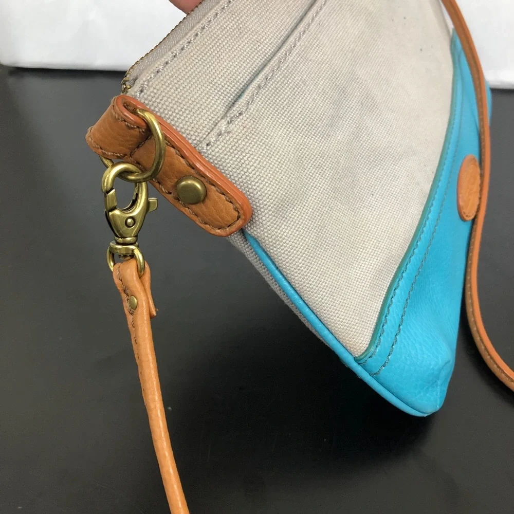 Fossil Two Tone Canvas & Leather Crossbody Bag